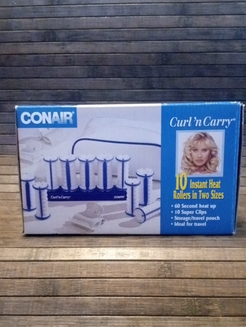 Vintage CONAIR Curl 'N Carry Travel Hot Rollers Set of 10 Curlers w/Clips & Bag